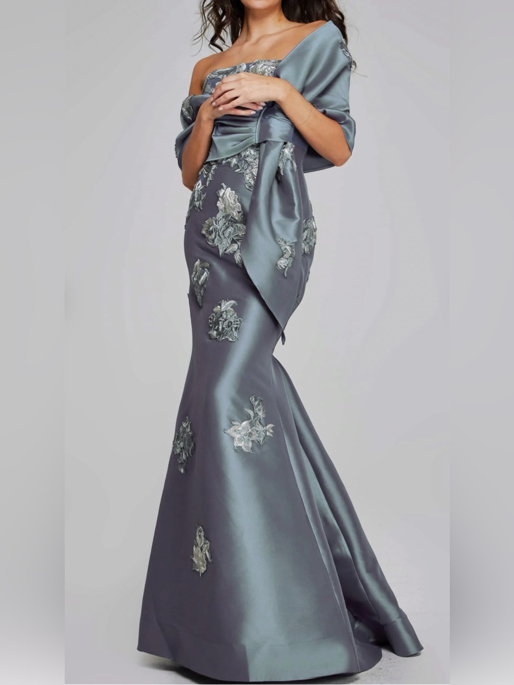 Elegant Jovani Dark Grey/Blue Evening Gown (Mother of the Bride)